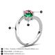 6 - Jianna 6.00 mm Cushion Lab Created Emerald and Round Pink Tourmaline 2 Stone Promise Ring 