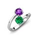 5 - Jianna 6.00 mm Cushion Lab Created Emerald and Round Amethyst 2 Stone Promise Ring 