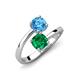 5 - Jianna 6.00 mm Cushion Lab Created Emerald and Round Blue Topaz 2 Stone Promise Ring 
