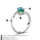 6 - Jianna 6.00 mm Cushion Lab Created Emerald and Round Blue Topaz 2 Stone Promise Ring 