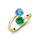 5 - Jianna 6.00 mm Cushion Lab Created Emerald and Round Blue Topaz 2 Stone Promise Ring 