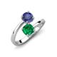5 - Jianna 6.00 mm Cushion Lab Created Emerald and Round Iolite 2 Stone Promise Ring 