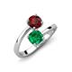 5 - Jianna 6.00 mm Cushion Lab Created Emerald and Round Red Garnet 2 Stone Promise Ring 