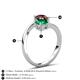 6 - Jianna 6.00 mm Cushion Lab Created Emerald and Round Red Garnet 2 Stone Promise Ring 