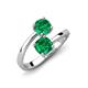 5 - Jianna 6.00 mm Cushion Lab Created Emerald and Round Natural Emerald 2 Stone Promise Ring 
