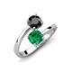 5 - Jianna 6.00 mm Cushion Lab Created Emerald and Round Black Diamond 2 Stone Promise Ring 