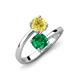 5 - Jianna 6.00 mm Cushion Lab Created Emerald and Round Lab Created Yellow Sapphire 2 Stone Promise Ring 