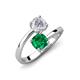 5 - Jianna 6.00 mm Cushion Lab Created Emerald and Round White Sapphire 2 Stone Promise Ring 