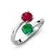 5 - Jianna 6.00 mm Cushion Lab Created Emerald and Round Ruby 2 Stone Promise Ring 