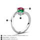 6 - Jianna 6.00 mm Cushion Lab Created Emerald and Round Ruby 2 Stone Promise Ring 
