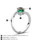 6 - Jianna 6.00 mm Cushion Lab Created Emerald and Round Smoky Quartz 2 Stone Promise Ring 