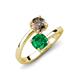 5 - Jianna 6.00 mm Cushion Lab Created Emerald and Round Smoky Quartz 2 Stone Promise Ring 