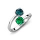 5 - Jianna 6.00 mm Cushion Lab Created Emerald and Round London Blue Topaz 2 Stone Promise Ring 