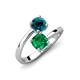 5 - Jianna 6.00 mm Cushion Lab Created Emerald and Round Blue Diamond 2 Stone Promise Ring 