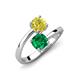 5 - Jianna 6.00 mm Cushion Lab Created Emerald and Round Yellow Diamond 2 Stone Promise Ring 