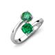 5 - Jianna 6.00 mm Cushion Lab Created Emerald and Round Lab Created Alexandrite 2 Stone Promise Ring 