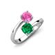 5 - Jianna 6.00 mm Cushion Lab Created Emerald and Round Lab Created Pink Sapphire 2 Stone Promise Ring 