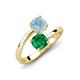 5 - Jianna 6.00 mm Cushion Lab Created Emerald and Round Aquamarine 2 Stone Promise Ring 