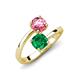 5 - Jianna 6.00 mm Cushion Lab Created Emerald and Round Pink Tourmaline 2 Stone Promise Ring 