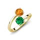 5 - Jianna 6.00 mm Cushion Lab Created Emerald and Round Citrine 2 Stone Promise Ring 