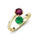 5 - Jianna 6.00 mm Cushion Lab Created Emerald and Round Rhodolite Garnet 2 Stone Promise Ring 