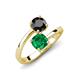 5 - Jianna 6.00 mm Cushion Lab Created Emerald and Round Black Diamond 2 Stone Promise Ring 