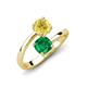 5 - Jianna 6.00 mm Cushion Lab Created Emerald and Round Lab Created Yellow Sapphire 2 Stone Promise Ring 