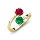5 - Jianna 6.00 mm Cushion Lab Created Emerald and Round Ruby 2 Stone Promise Ring 