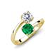 5 - Jianna 6.00 mm Cushion Lab Created Emerald and Round Forever Brilliant Moissanite 2 Stone Promise Ring 
