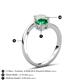 6 - Jianna 6.00 mm Cushion Lab Created Emerald and Round Opal 2 Stone Promise Ring 