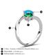 6 - Jianna 6.00 mm Cushion Lab Created Emerald and Round Turquoise 2 Stone Promise Ring 