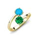 5 - Jianna 6.00 mm Cushion Lab Created Emerald and Round Turquoise 2 Stone Promise Ring 