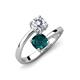 5 - Jianna 6.00 mm Cushion London Blue Topaz and Round Forever Brilliant Moissanite 2 Stone Promise Ring 