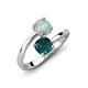 5 - Jianna 6.00 mm Cushion London Blue Topaz and Round Opal 2 Stone Promise Ring 
