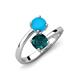 5 - Jianna 6.00 mm Cushion London Blue Topaz and Round Turquoise 2 Stone Promise Ring 