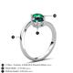 6 - Jianna 6.00 mm Cushion London Blue Topaz and Round Emerald 2 Stone Promise Ring 