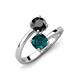 5 - Jianna 6.00 mm Cushion London Blue Topaz and Round Black Diamond 2 Stone Promise Ring 