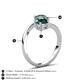 6 - Jianna 6.00 mm Cushion London Blue Topaz and Round Lab Created Alexandrite 2 Stone Promise Ring 