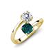 5 - Jianna 6.00 mm Cushion London Blue Topaz and IGI Certified Round Lab Grown Diamond 2 Stone Promise Ring 