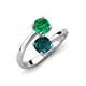 5 - Jianna 6.00 mm Cushion London Blue Topaz and Round Emerald 2 Stone Promise Ring 