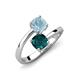 5 - Jianna 6.00 mm Cushion London Blue Topaz and Round Aquamarine 2 Stone Promise Ring 