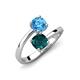5 - Jianna 6.00 mm Cushion London Blue Topaz and Round Blue Topaz 2 Stone Promise Ring 