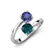 5 - Jianna 6.00 mm Cushion London Blue Topaz and Round Iolite 2 Stone Promise Ring 