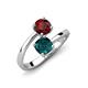 5 - Jianna 6.00 mm Cushion London Blue Topaz and Round Red Garnet 2 Stone Promise Ring 