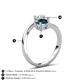 6 - Jianna 6.00 mm Cushion London Blue Topaz and Round White Sapphire 2 Stone Promise Ring 
