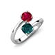 5 - Jianna 6.00 mm Cushion London Blue Topaz and Round Ruby 2 Stone Promise Ring 