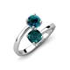 5 - Jianna 6.00 mm Cushion London Blue Topaz and Round Blue Diamond 2 Stone Promise Ring 