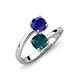 5 - Jianna 6.00 mm Cushion London Blue Topaz and Round Blue Sapphire 2 Stone Promise Ring 