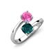 5 - Jianna 6.00 mm Cushion London Blue Topaz and Round Lab Created Pink Sapphire 2 Stone Promise Ring 