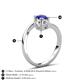6 - Jianna 6.00 mm Cushion Forever Brilliant Moissanite and Round Blue Sapphire 2 Stone Promise Ring 